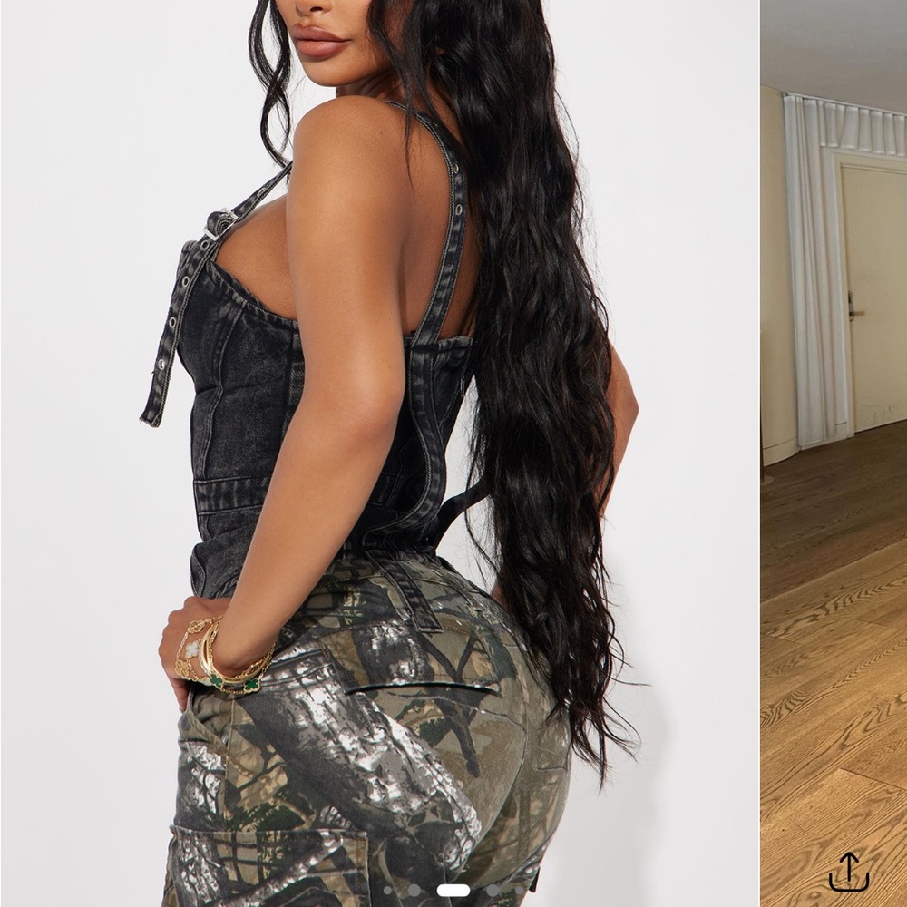 Fashion Nova Black Denim laced up Top